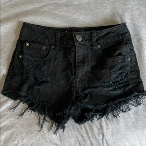 American Eagle Black Cut-off Denim Shorts